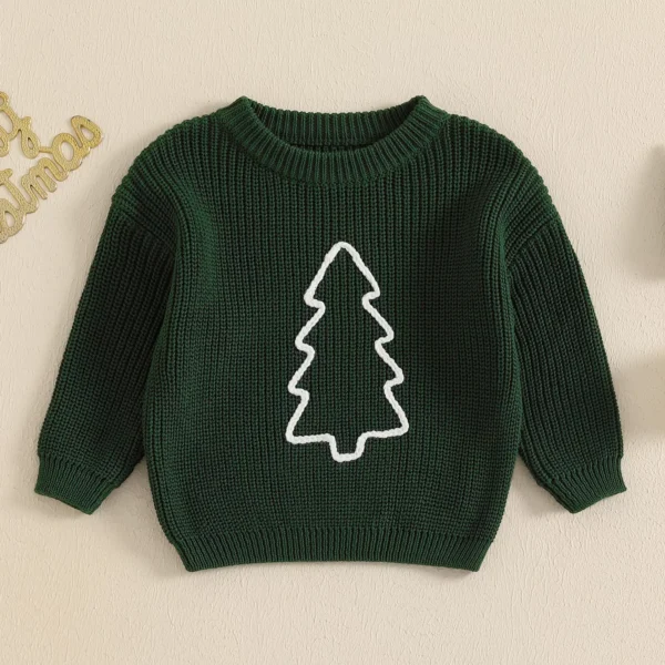 Christmas Toddler Sweater with Tree Embroidery – Festive Long Sleeve Pullover - Image 3