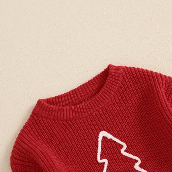 Christmas Toddler Sweater with Tree Embroidery – Festive Long Sleeve Pullover - Image 6