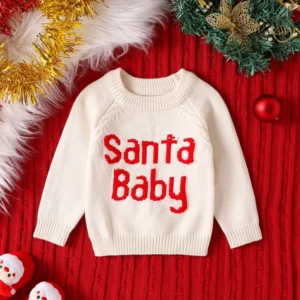 Embroidered Santa Letter Long Sleeve Pullover