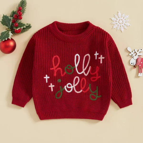 Adorable Baby Girl Christmas Sweater – Warm Knit Pullover for Winter - Image 3