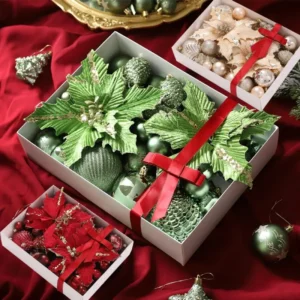 Christmas Ball Ornaments Red, Green, Champagne Hanging Decorations