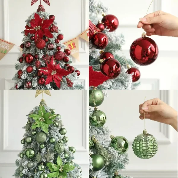 Christmas Ball Ornaments Red, Green, Champagne Hanging Decorations - Image 7