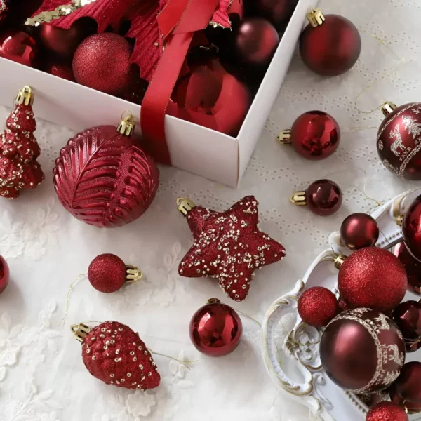 Christmas Ball Ornaments Red, Green, Champagne Hanging Decorations - Image 5