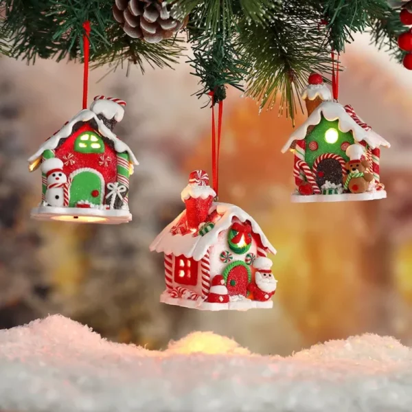 Glowing Resin Candy House Ornament with Lights - Image 3