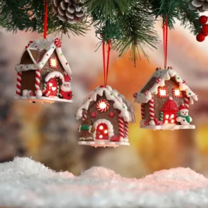 Glowing Resin Candy House Ornament with Lights