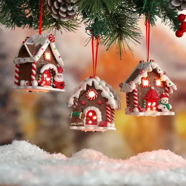 Glowing Resin Candy House Ornament with Lights