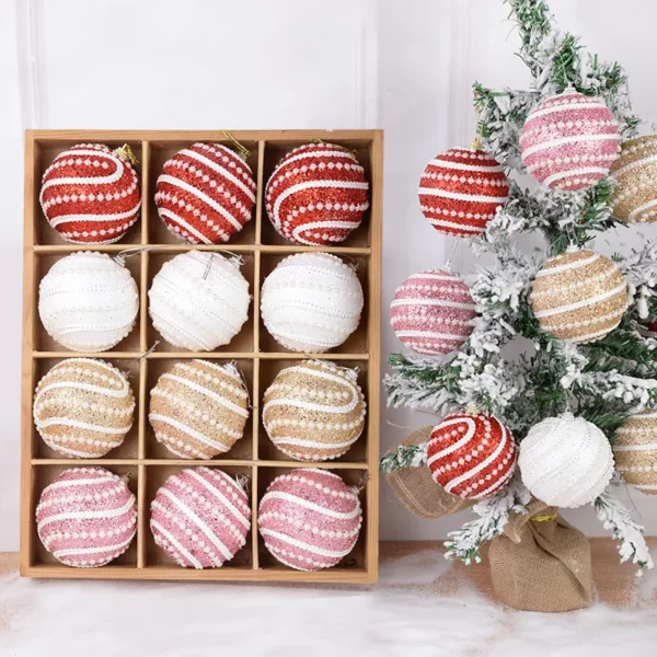 8cm Glitter Christmas Tree Balls - Image 4