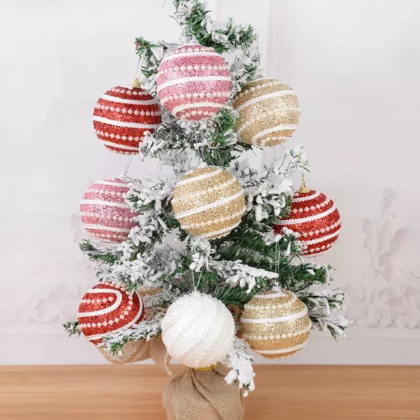 8cm Glitter Christmas Tree Balls - Image 6