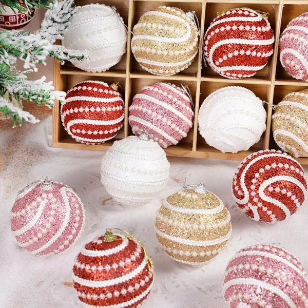 8cm Glitter Christmas Tree Balls - Image 5
