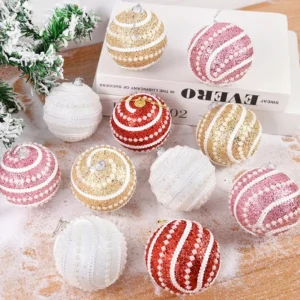 8cm Glitter Christmas Tree Balls