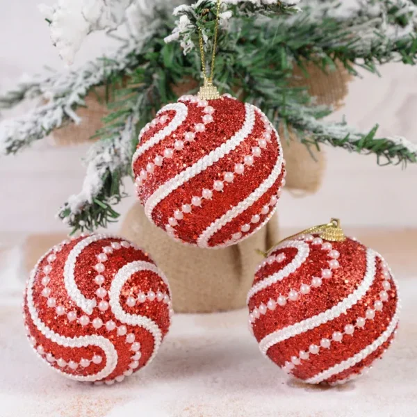 8cm Glitter Christmas Tree Balls - Image 7