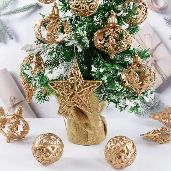 Gold Hollow Star Christmas Balls - Image 3