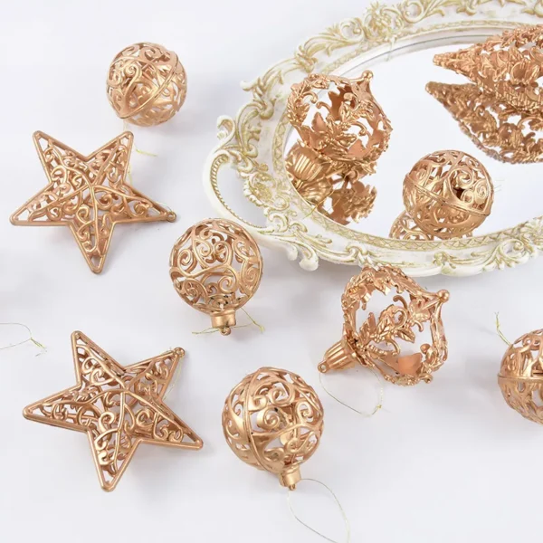Gold Hollow Star Christmas Balls - Image 4