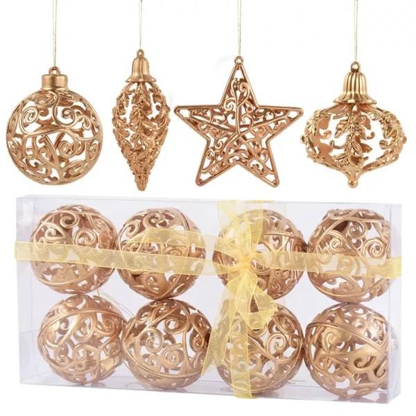 Gold Hollow Star Christmas Balls - Image 7