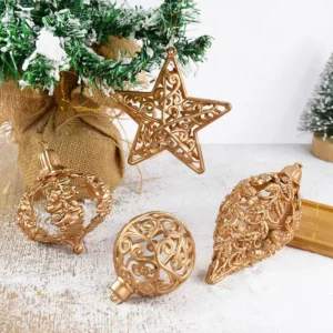 Gold Hollow Star Christmas Balls