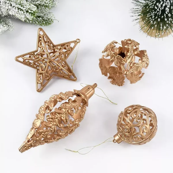 Gold Hollow Star Christmas Balls - Image 6