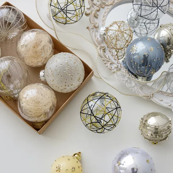 8cm Luxury Painted Christmas Tree Baubles Set - Image 4