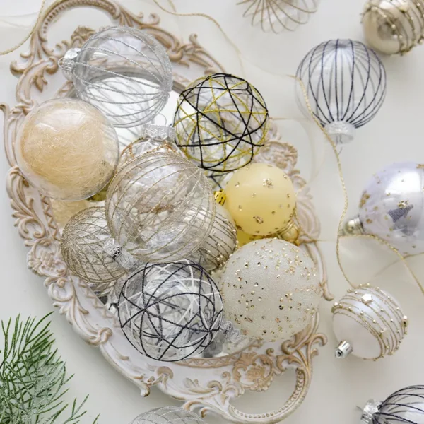 8cm Luxury Painted Christmas Tree Baubles Set - Image 3