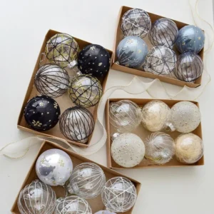 8cm Luxury Painted Christmas Tree Baubles Set