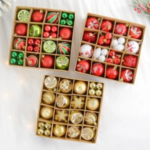 38-44pcs Christmas Balls Ornaments Set for Tree Decoration