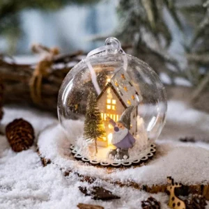 Christmas Microlandscape LED Glass Ball Ornament for Tree and Home Decoration