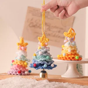 Handcrafted Crochet Christmas Tree Hanging Ornament with Bell
