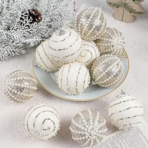 12pcs 3.15-inch Christmas Ball Ornaments – Shiny Foam Decorations