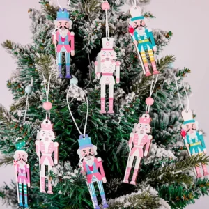 8pcs Wooden Nutcracker Soldier Ornaments for Christmas Tree Decorations