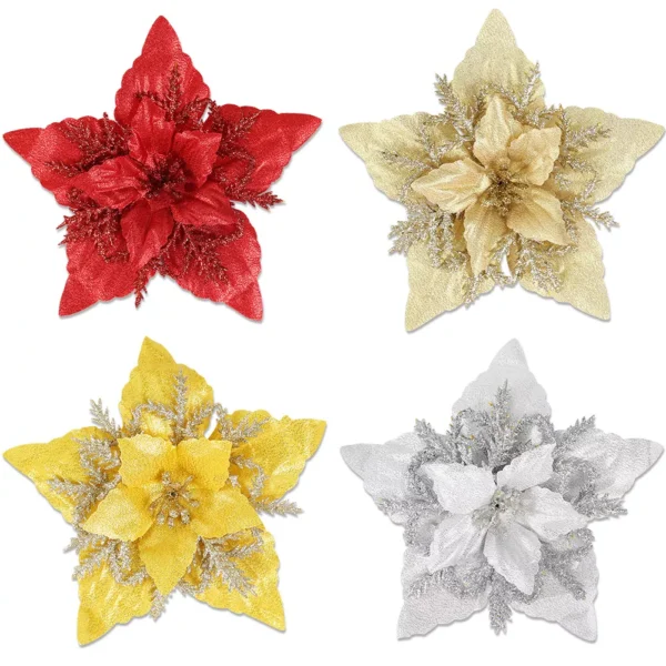 Gold and Silver Artificial Christmas Floral Decoration - Image 6