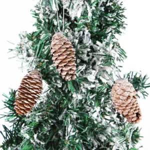 6 Pcs White-Edged Pine Cone Wooden Christmas Tree Hanging Pendants