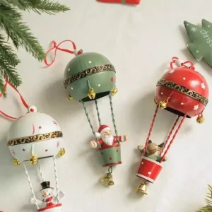 Nordic Iron Art Santa Claus Hot Air Balloon Christmas Tree Pendant