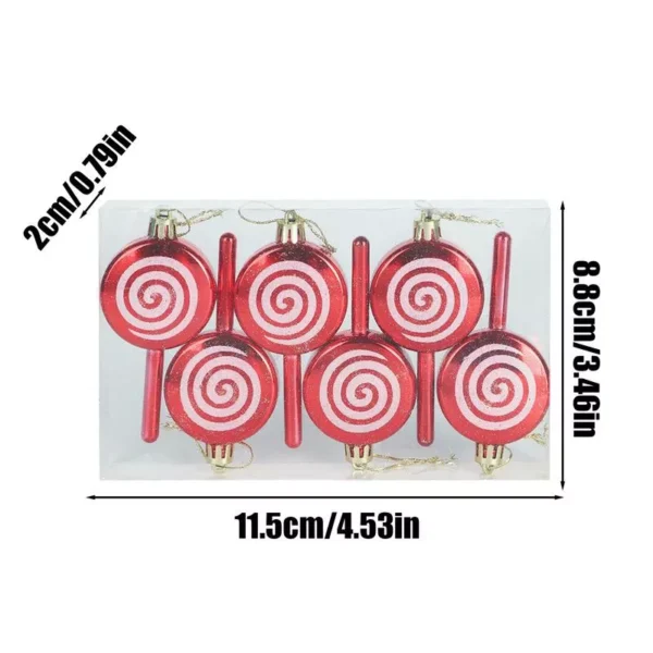 6pcs Christmas Lollipop Candy Cane Ornaments - Image 6