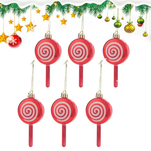 6pcs Christmas Lollipop Candy Cane Ornaments - Image 5
