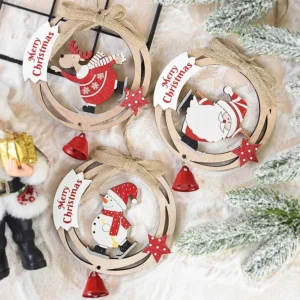Merry Christmas Wooden Santa Claus Snowman Elk DIY Hanging Tree Decorations