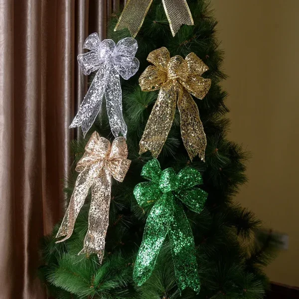 30cm Large Glitter Mesh Christmas Bow - Image 3