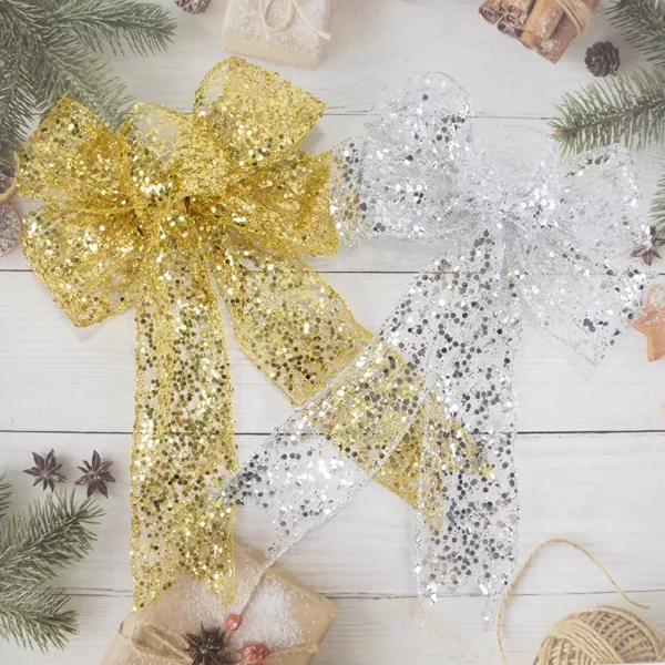 30cm Large Glitter Mesh Christmas Bow - Image 8