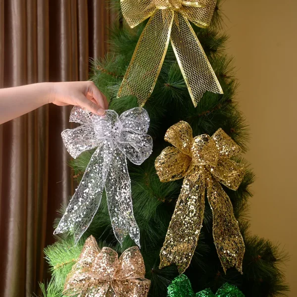 30cm Large Glitter Mesh Christmas Bow - Image 2