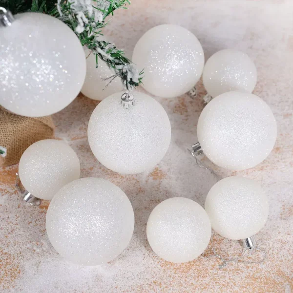 6pcs Glitter White Christmas Tree Ball Ornaments - Image 3