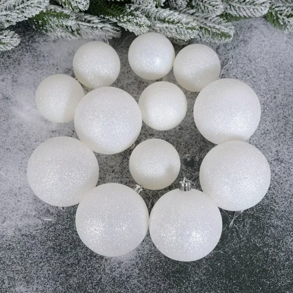 6pcs Glitter White Christmas Tree Ball Ornaments - Image 5