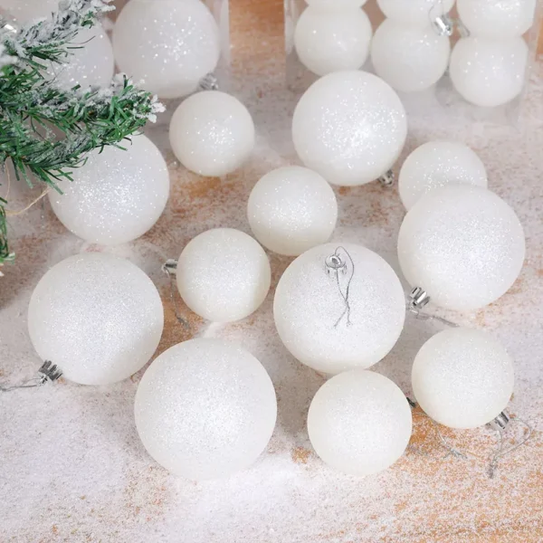 6pcs Glitter White Christmas Tree Ball Ornaments - Image 4