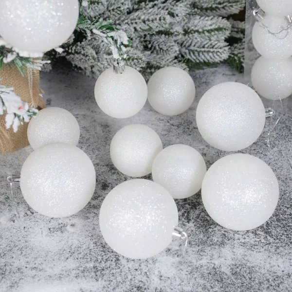 6pcs Glitter White Christmas Tree Ball Ornaments - Image 2