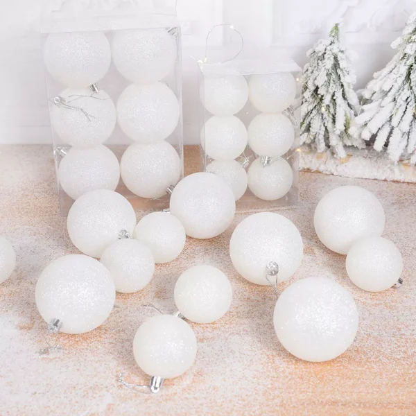 6pcs Glitter White Christmas Tree Ball Ornaments - Image 6