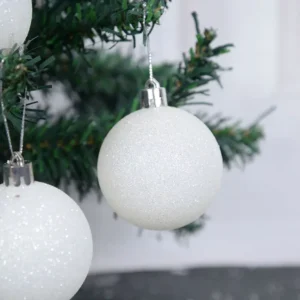6pcs Glitter White Christmas Tree Ball Ornaments