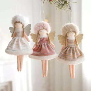 Lovely Pink Plush Christmas Angel Doll Ornaments