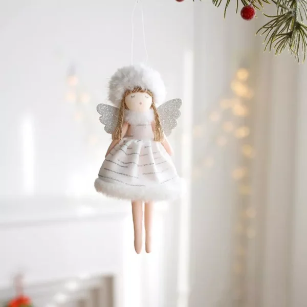Lovely Pink Plush Christmas Angel Doll Ornaments - Image 3