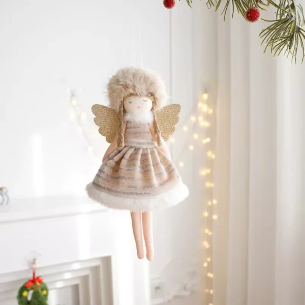 Lovely Pink Plush Christmas Angel Doll Ornaments - Image 5
