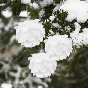 3pcs White Snow Foam Christmas Ball Ornaments for Holiday Tree Decoration