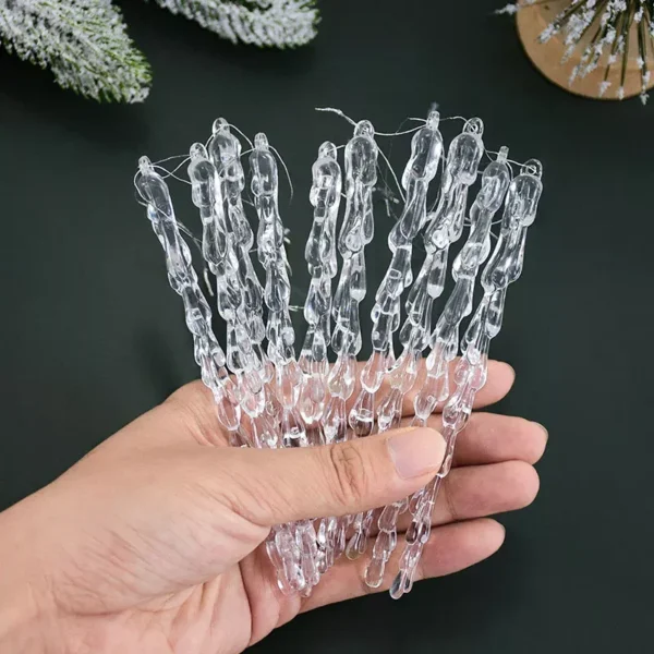 10pcs Clear Hanging Icicle Christmas Tree Ornaments - Image 3