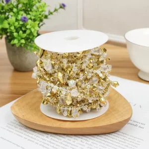 5M Christmas Pearl Bead Garland Ribbon for Tree & Home Decorations