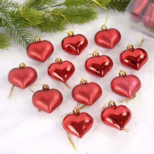 12-Piece Christmas Heart Ornaments - Image 2